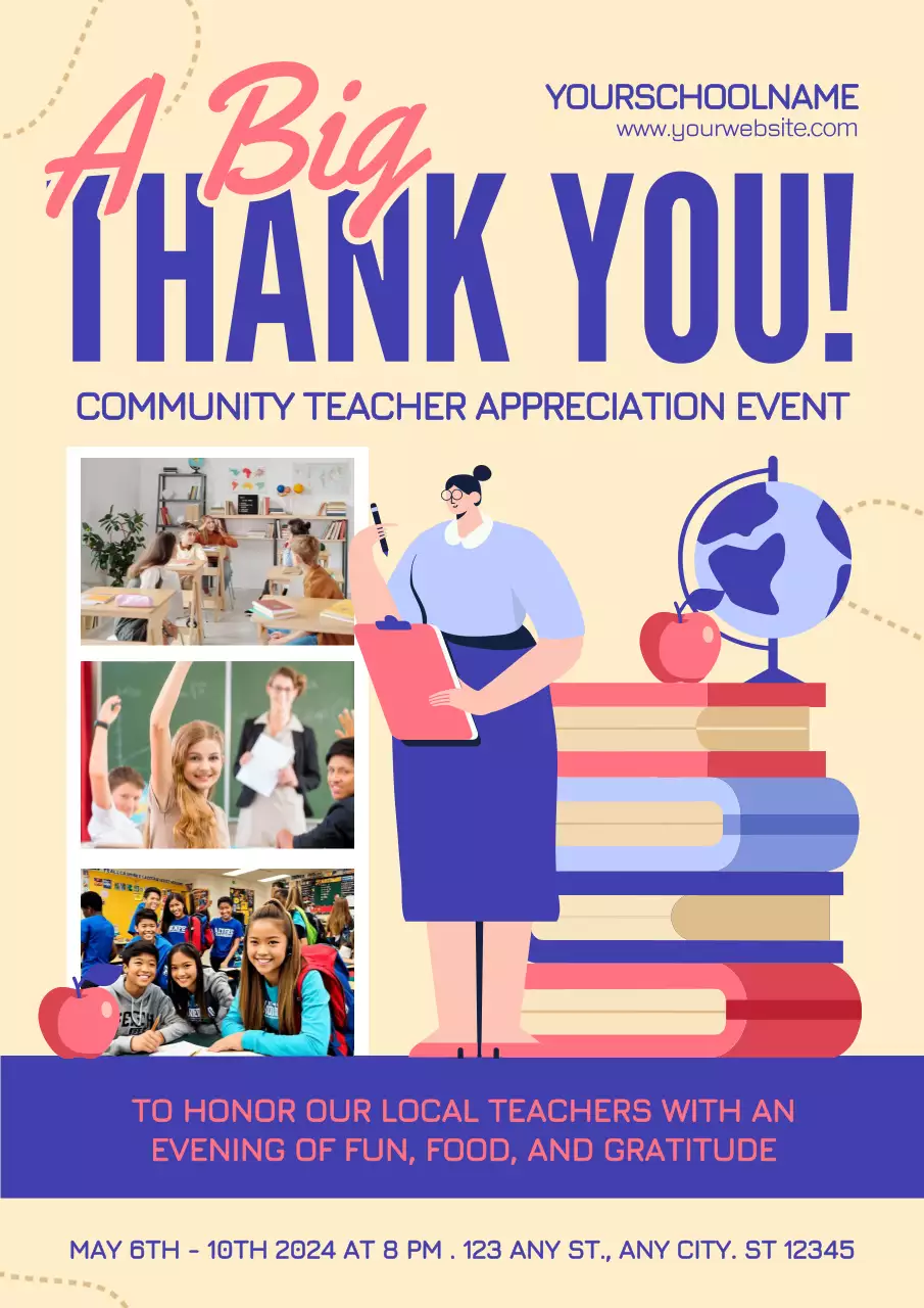 Beige Modern Teacher Event Announcement Poster