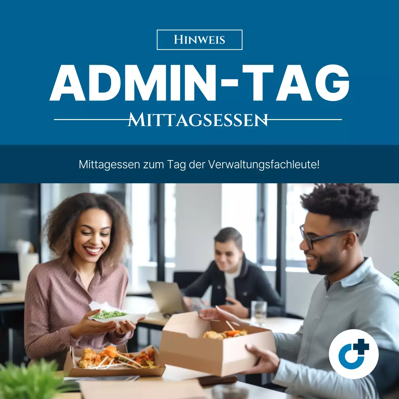 Eine einfache blau-schwarze Werbeaktion zum Tag der Verwaltungsfachleute