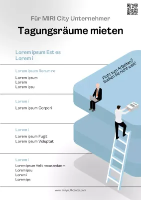 Eine schlichte Raummietanzeige in Hellblau und Schwarz