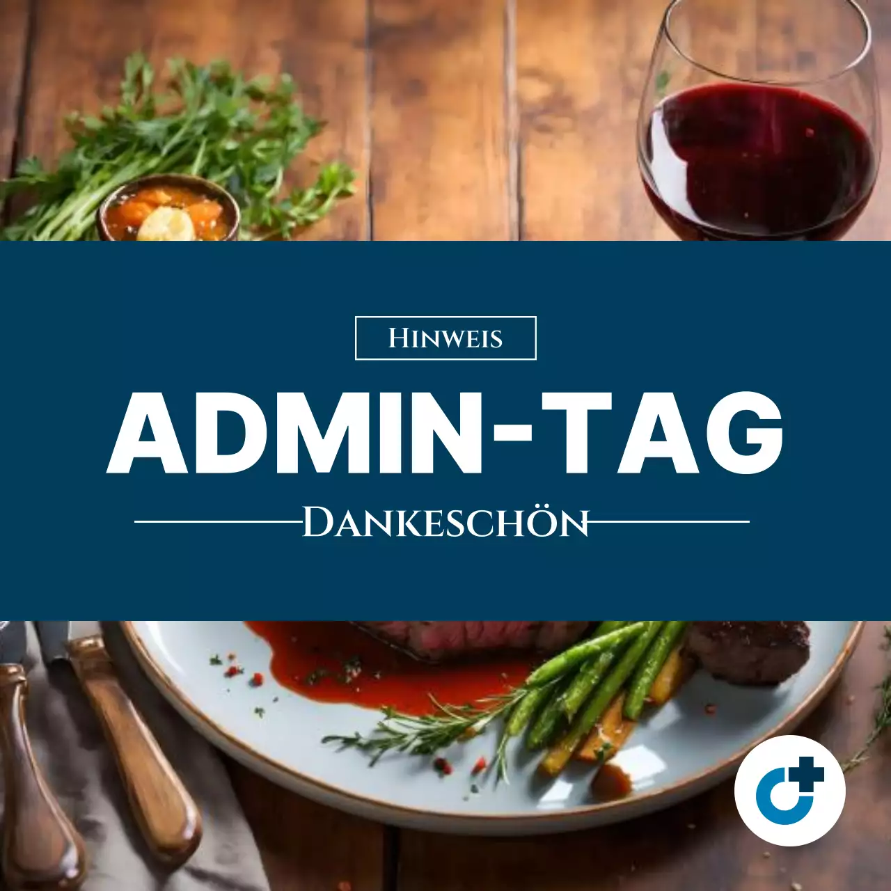 Eine einfache blau-schwarze Werbeaktion zum Tag der Verwaltungsfachleute