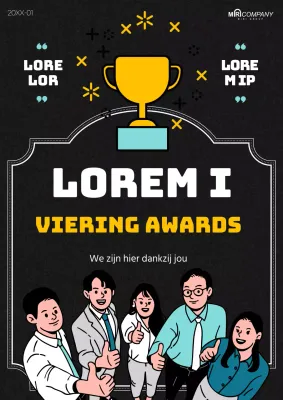 Een strakke zwart-gele promotieposter voor de Awards van de Work Appreciation Day.