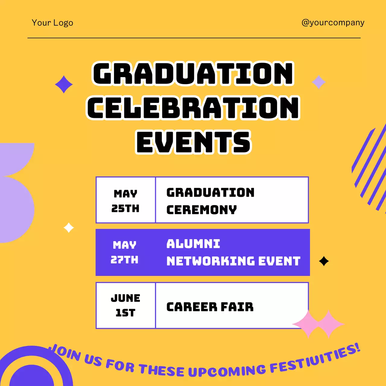 Purple Modern Graduation Event Social Media Post