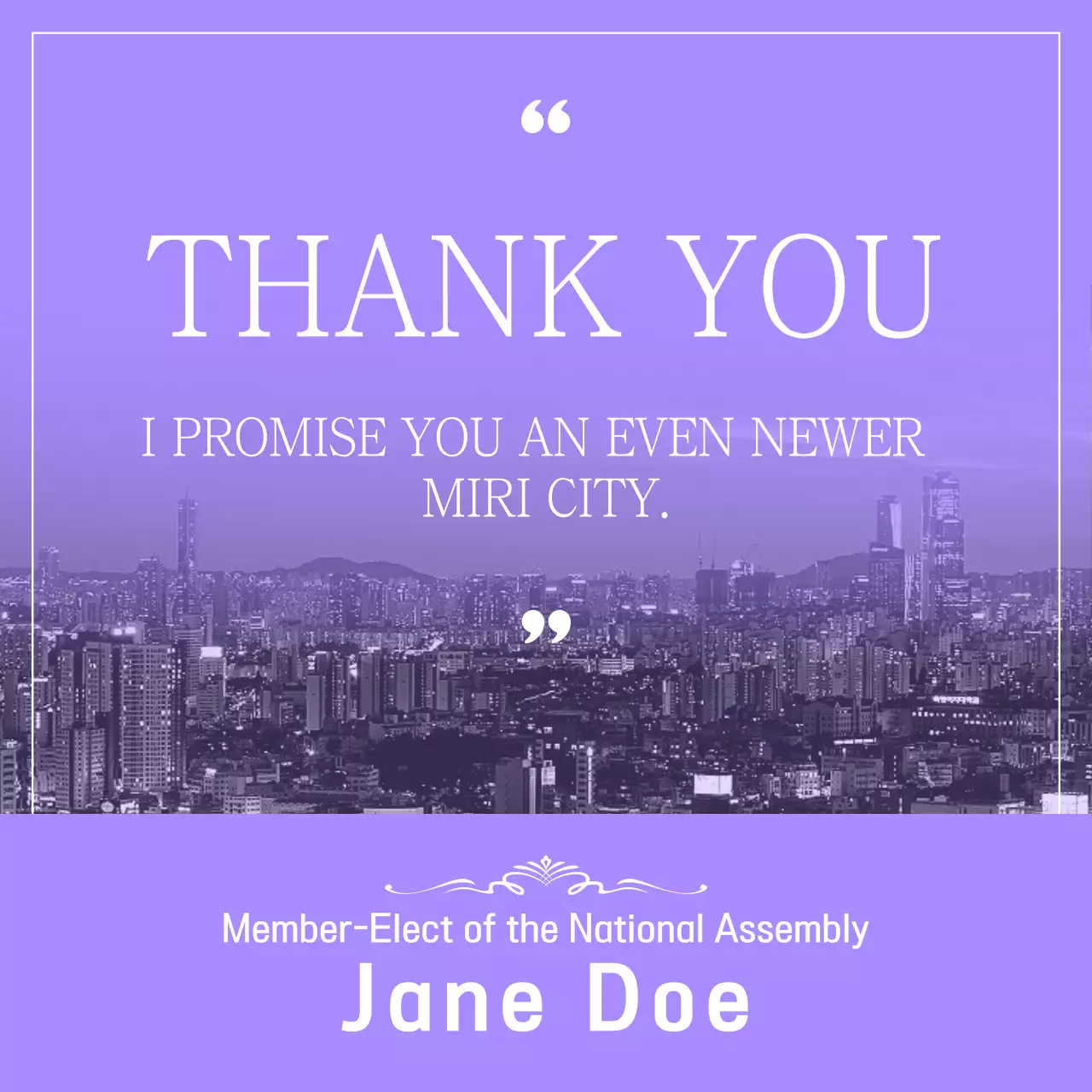 Purple Modern Election Announcement Social Media Post