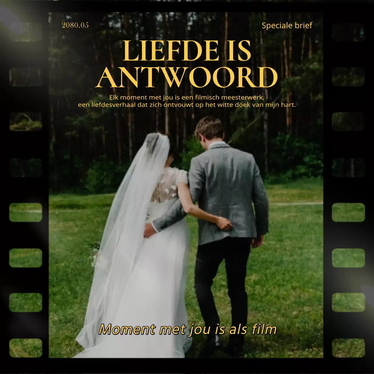 Vintage sentiment post in zwart en geel