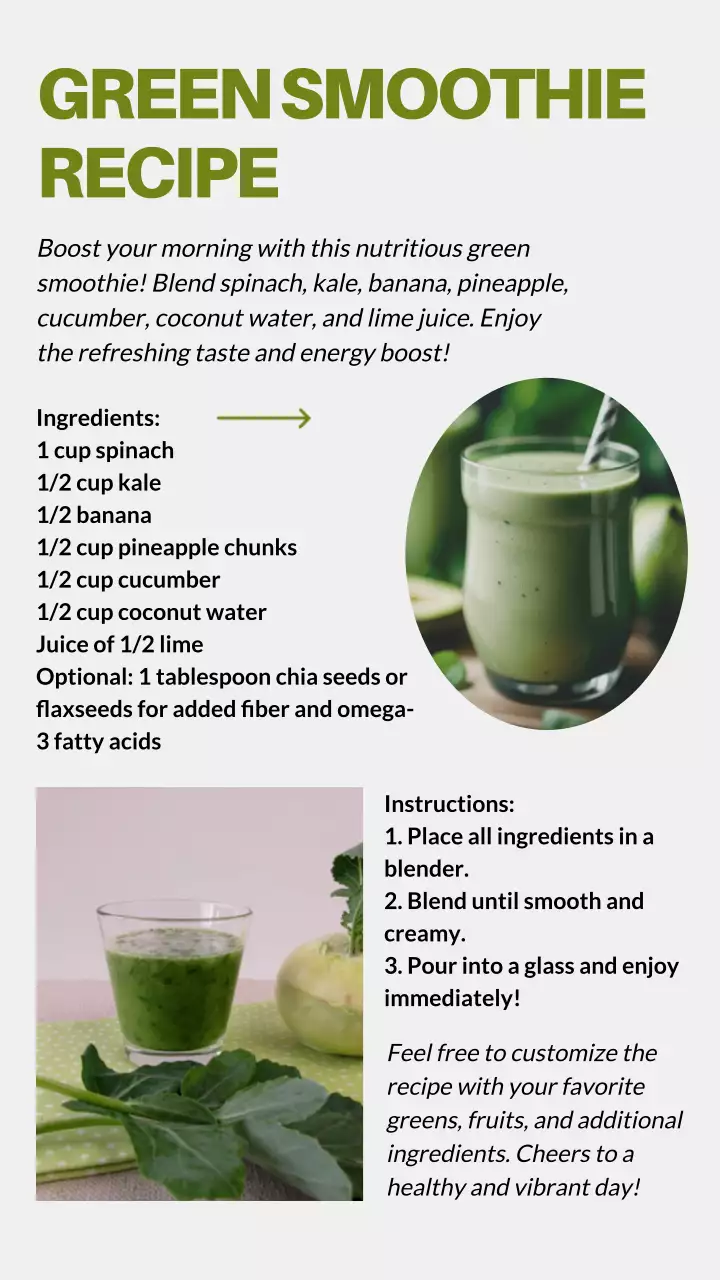 Green Simple Smoothie Recipe Card Instagram Post