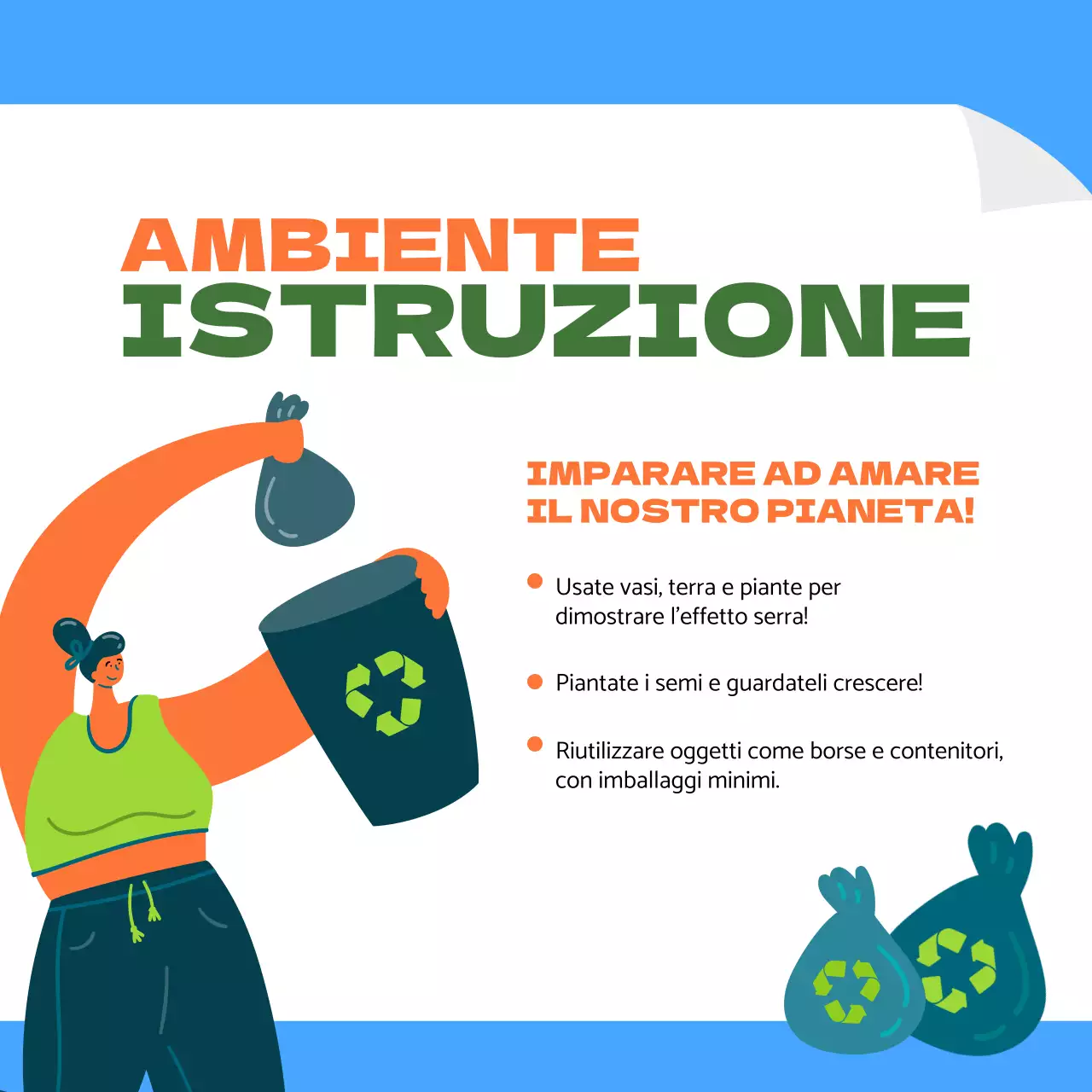 Annunci di tendenza per la Giornata della Terra in blu e arancione