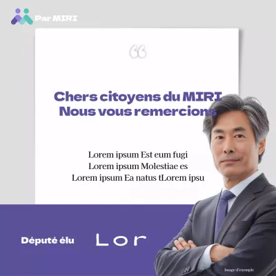 Un simple message d'accueil du président élu en violet et gris