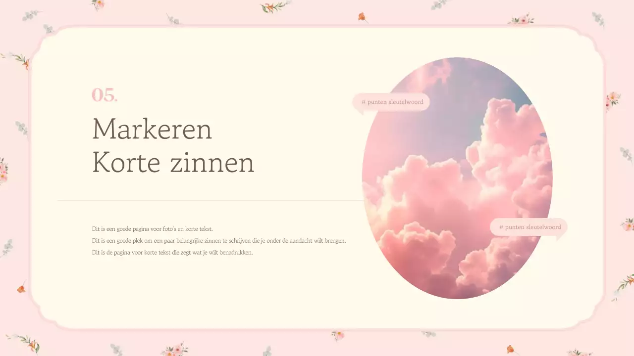Een roze, luxe bloemenmarketingbriefje
