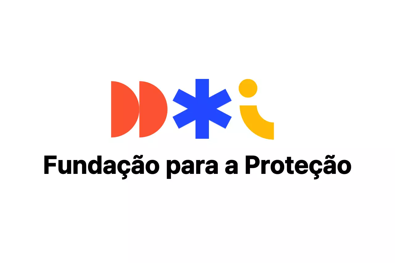Um logótipo institucional colorido com uma variedade de formas