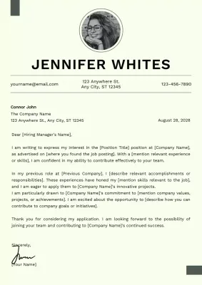 Beige Clean Cover Letter Template