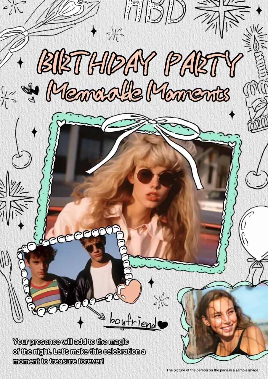 Grey Trendy Birthday Invitation Poster