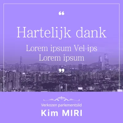 Een eenvoudig verkiezingsbedankje in paars en wit