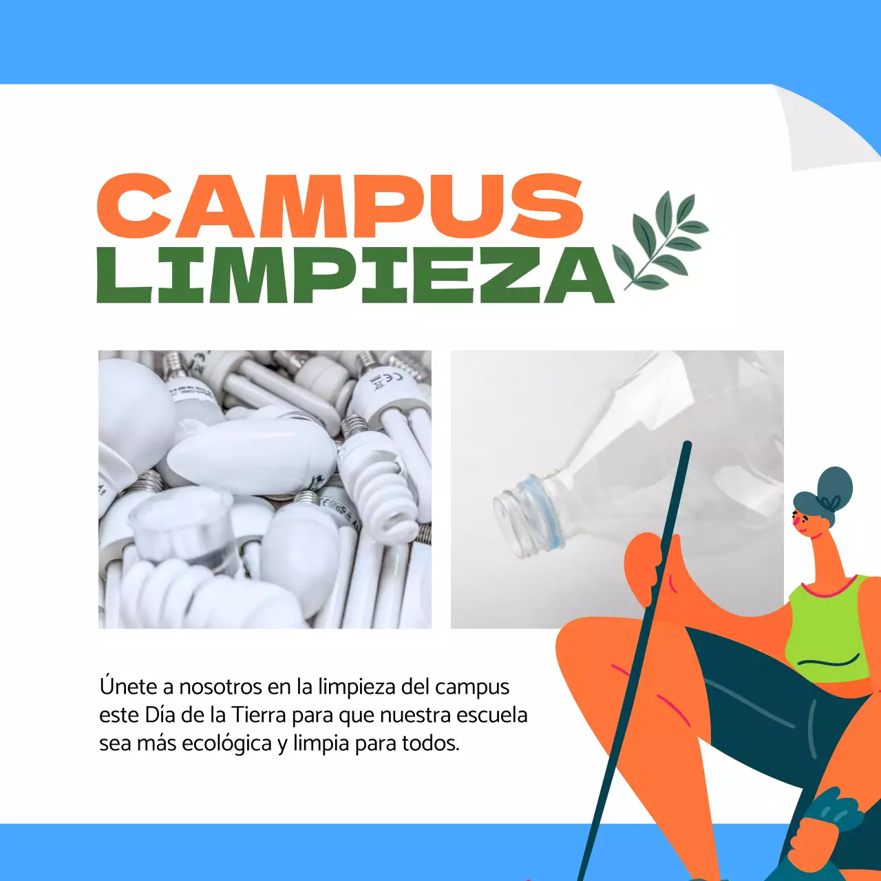 Anuncios del Día de la Tierra en azul y naranja