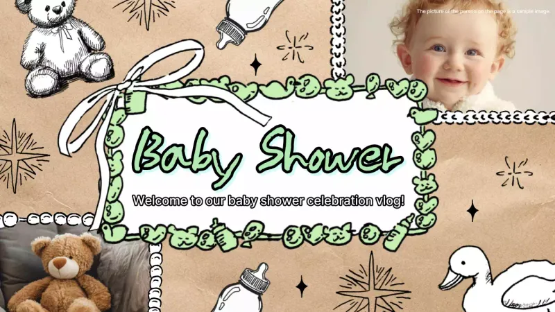 Beige Cute Baby Vlog YouTube Thumbnail