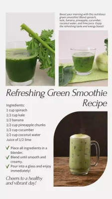 Green Simple Smoothie Recipe Instagram Post