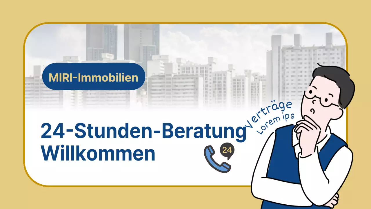 Einfache Immobilienberatung in Beige und Marineblau fördern