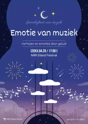 Promoot een trendy muziekfestival in paars en marineblauw