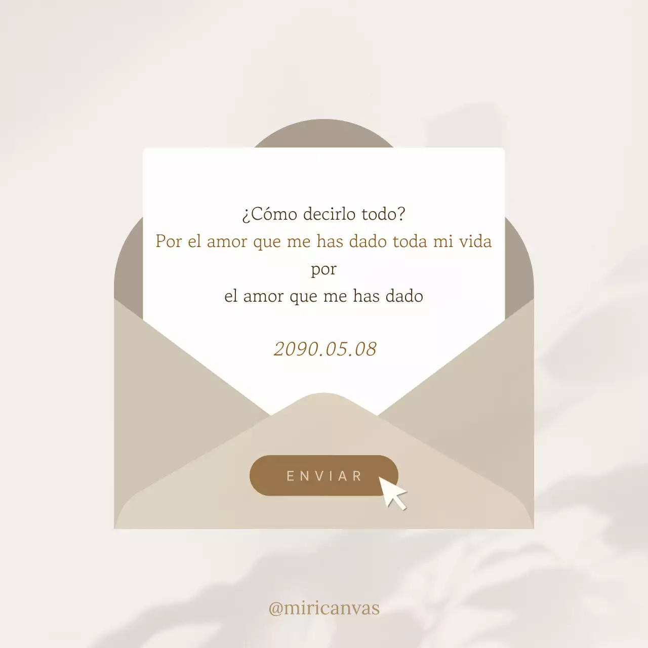 Un sencillo poste sentimental en beige y marrón