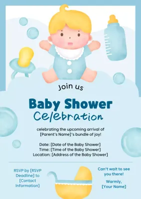 Blue Simple Baby Invitation Poster
