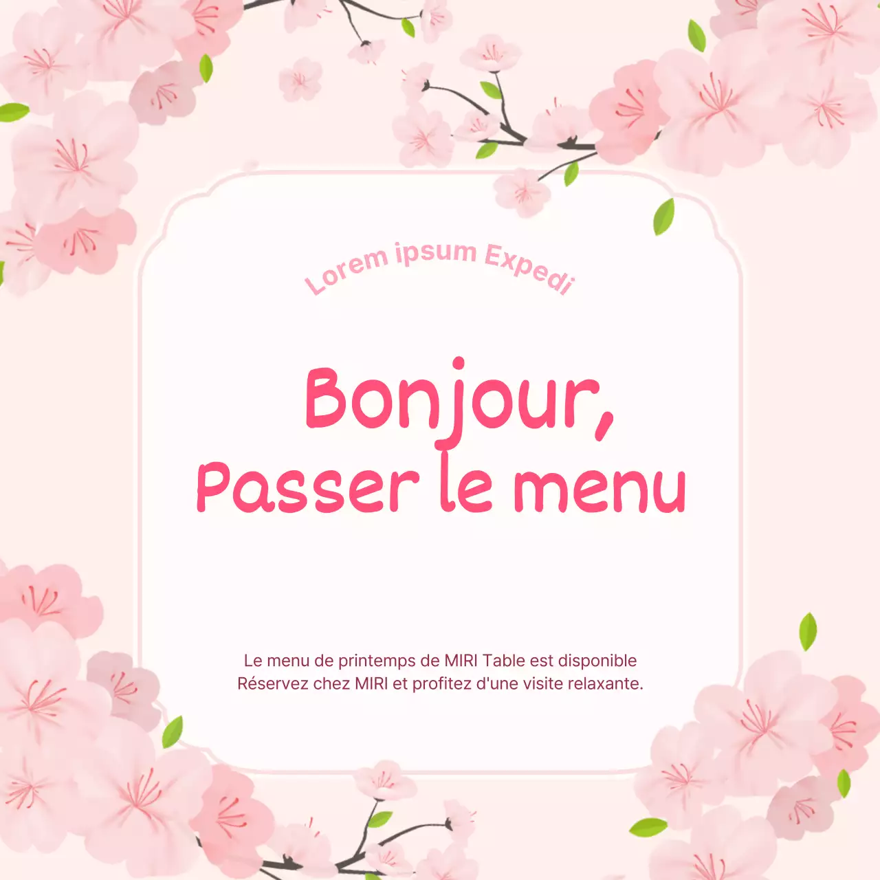 Promouvoir un événement printanier simple en rose et blanc