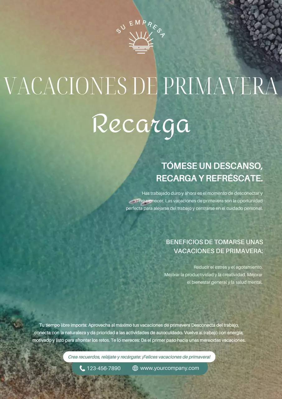 Guía de actividades de la primavera moderna azul y verde