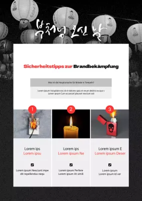 Einfache Brandschutztipps in Schwarz und Rot