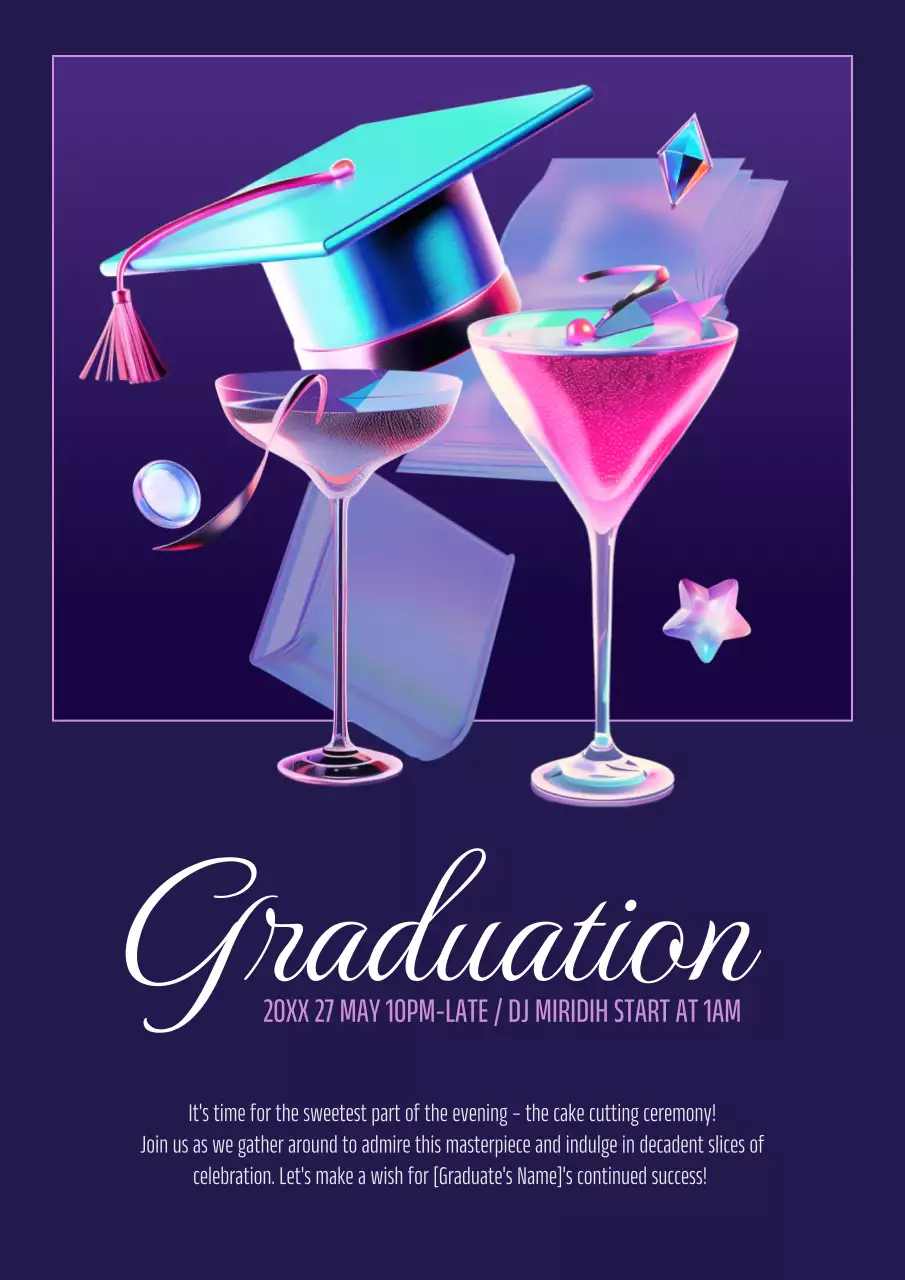 Convite de formatura moderno roxo