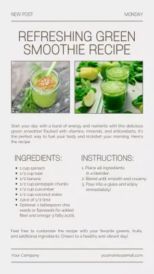 Green Minimal Smoothie Recipe Instagram Post