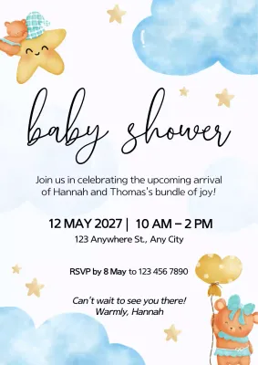 Blue Cute Baby Invitation Poster