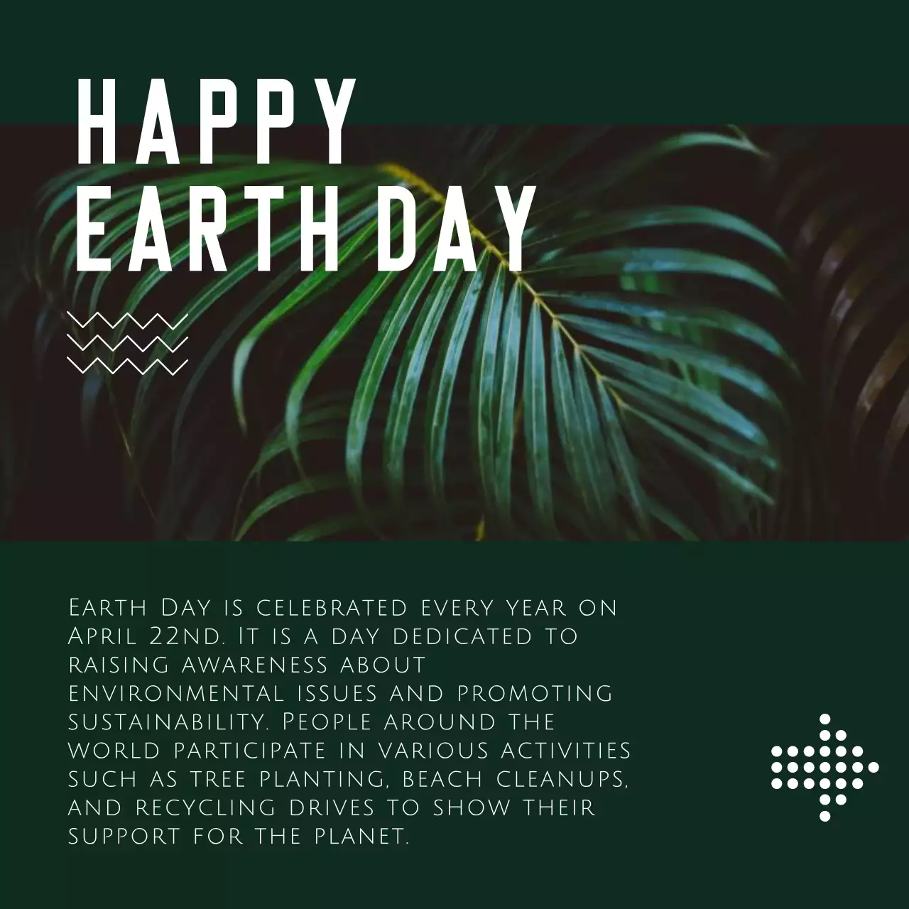 Green Minimal Earth Day Announcement Social Media Post