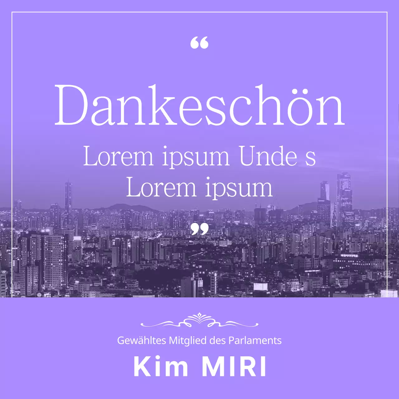 Ein einfaches Wahl-Dankeschön in Lila und Weiß