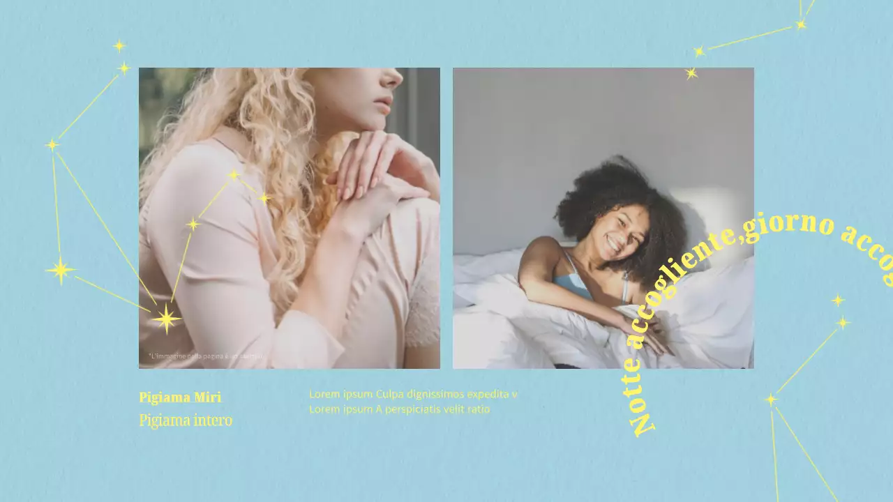 Un nuovo pigiama minimalista in giallo e azzurro.