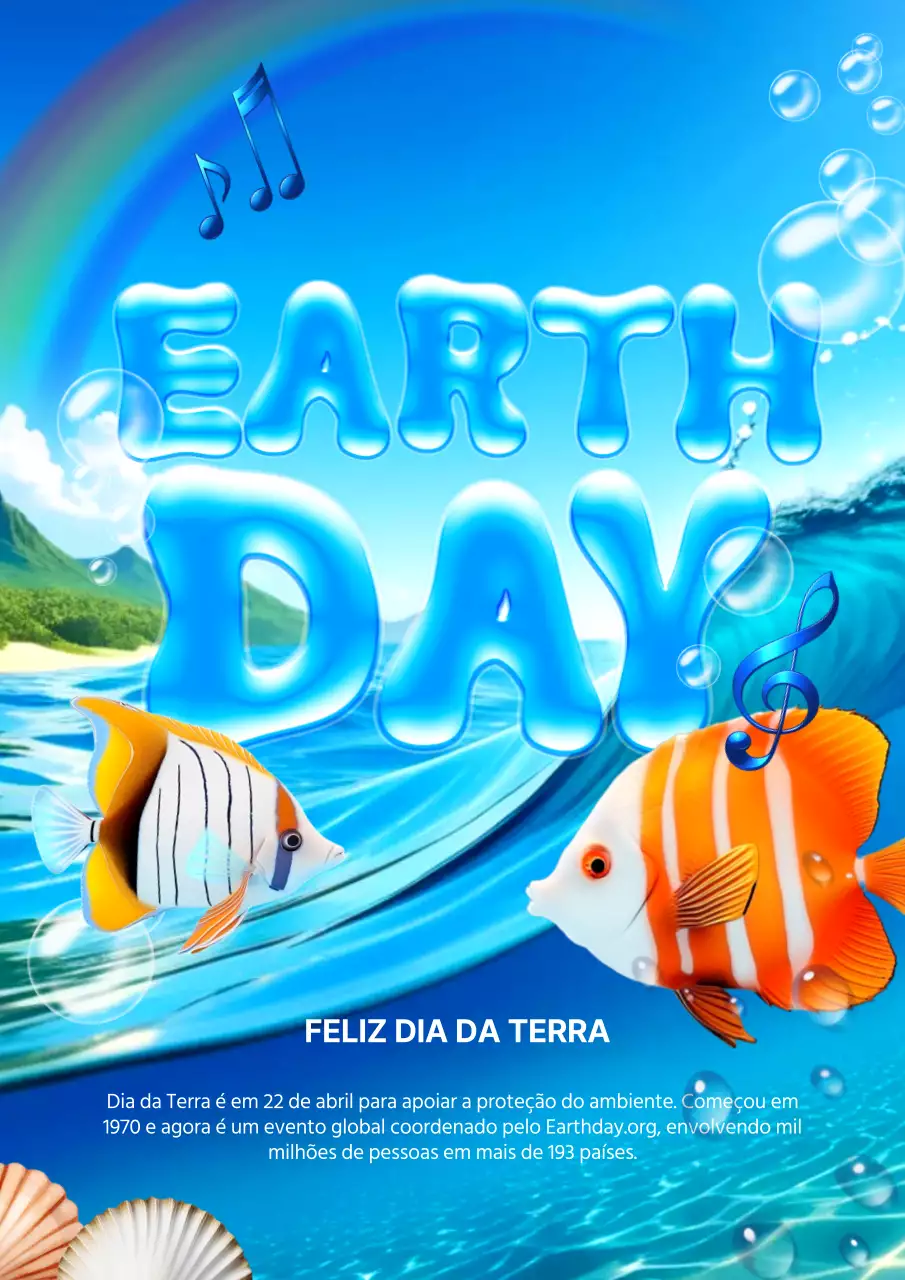 Promover o Dia da Terra com o azul e o laranja em tendência