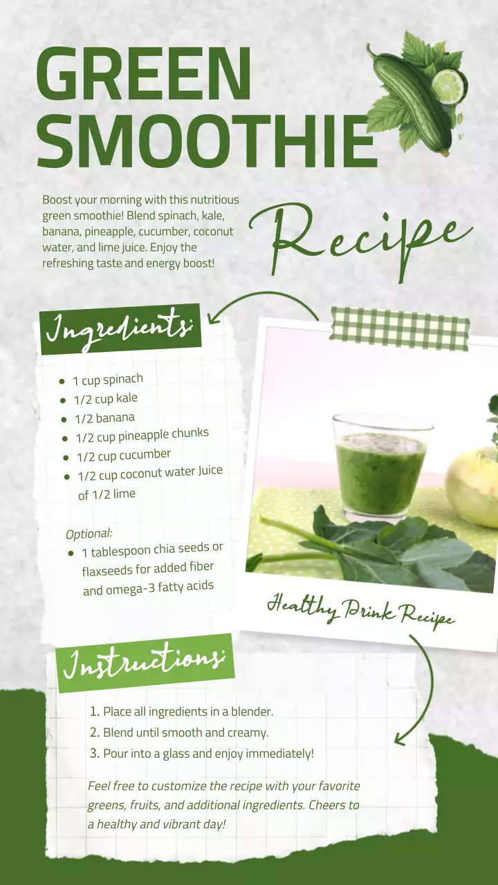 Green Minimal Smoothie Recipe Instagram Post