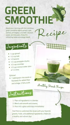 Green Minimal Smoothie Recipe Instagram Post