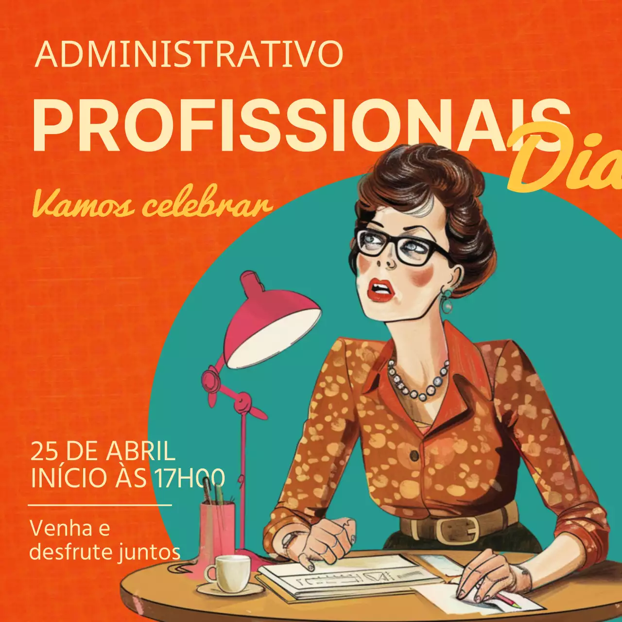 Informações sobre o Dia do Profissional de Secretariado vermelho e verde retro