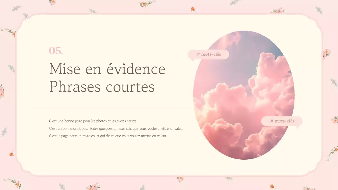 Un brief marketing floral rose et luxueux