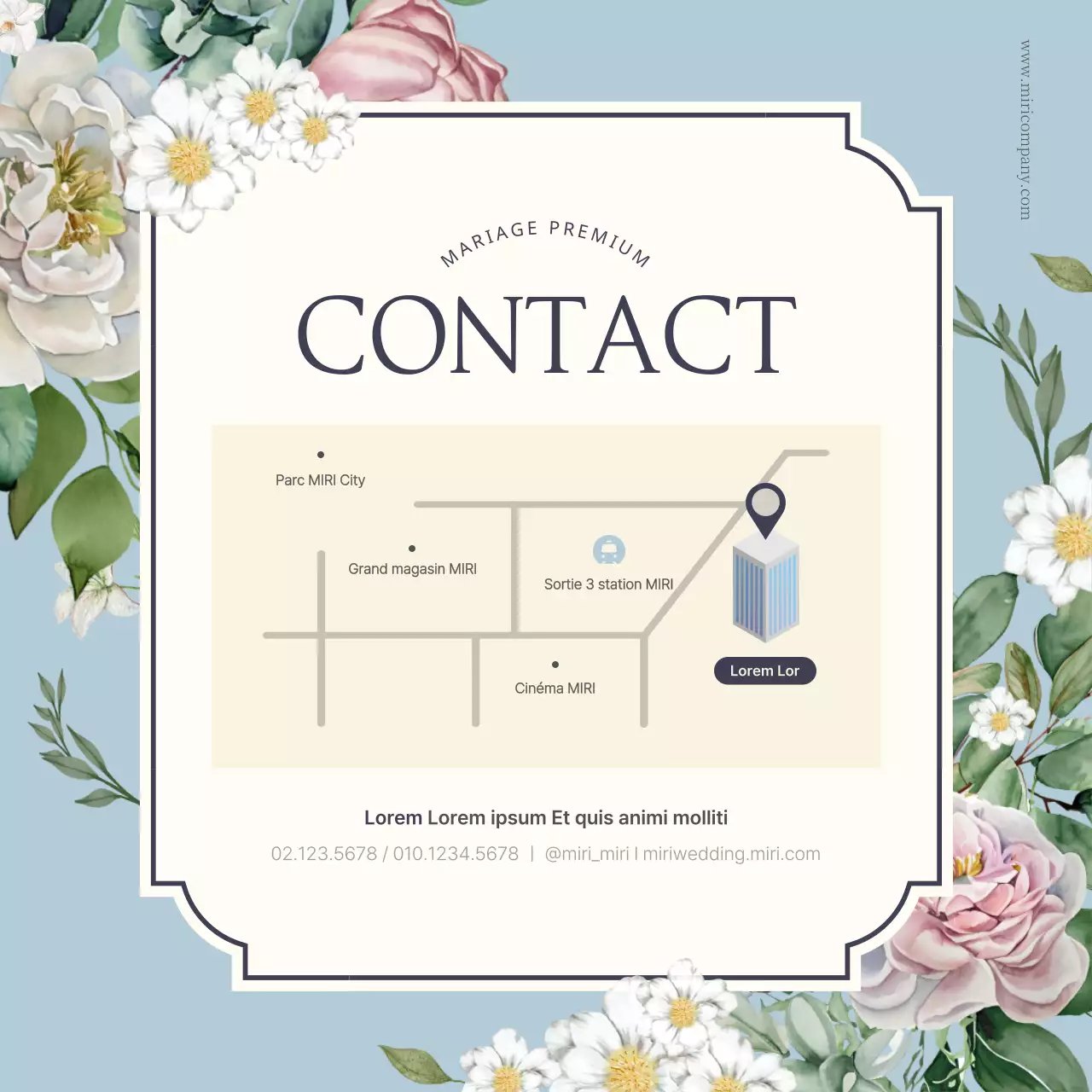 Bleu clair, luxueuse marque de mariage florale