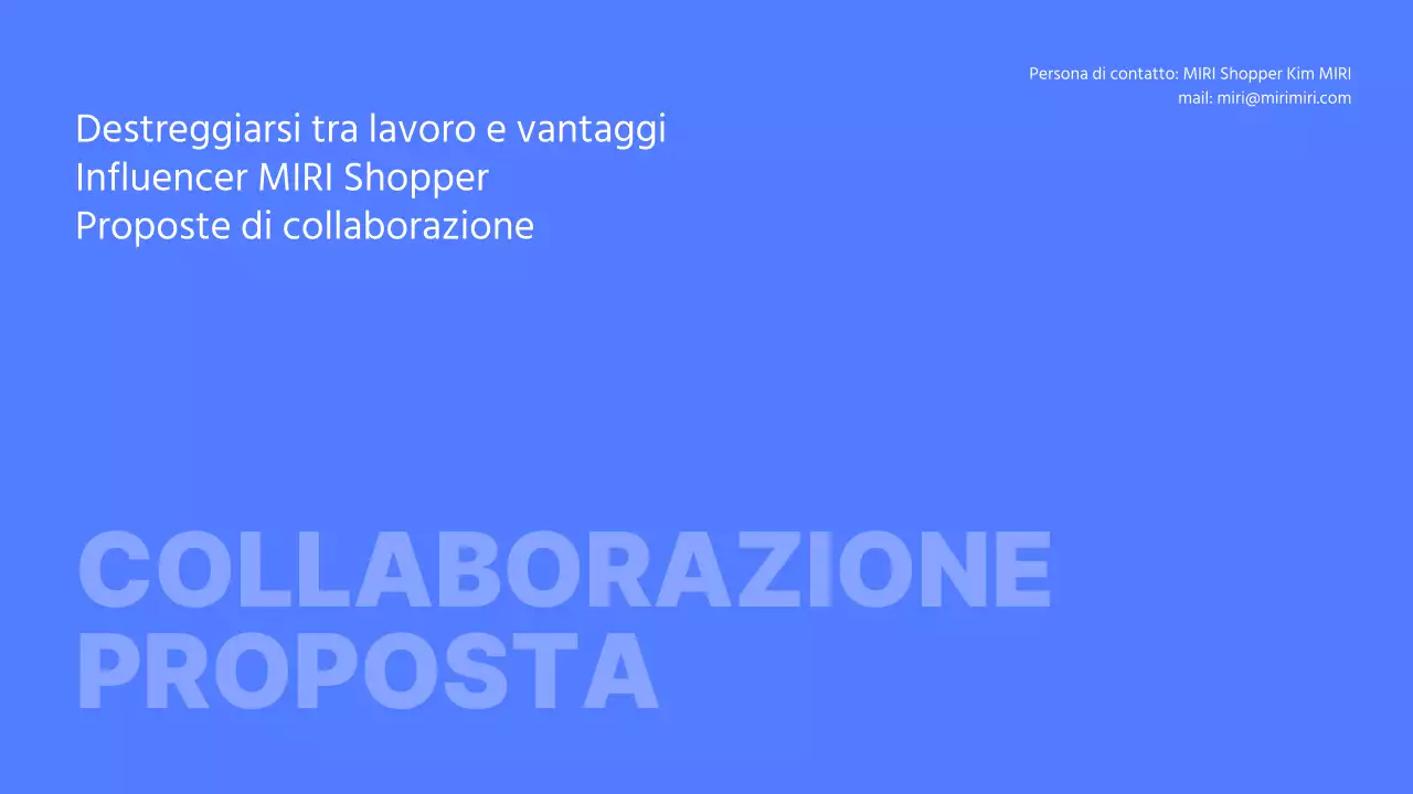 Semplice proposta di collaborazione con gli influencer in blu e bianco