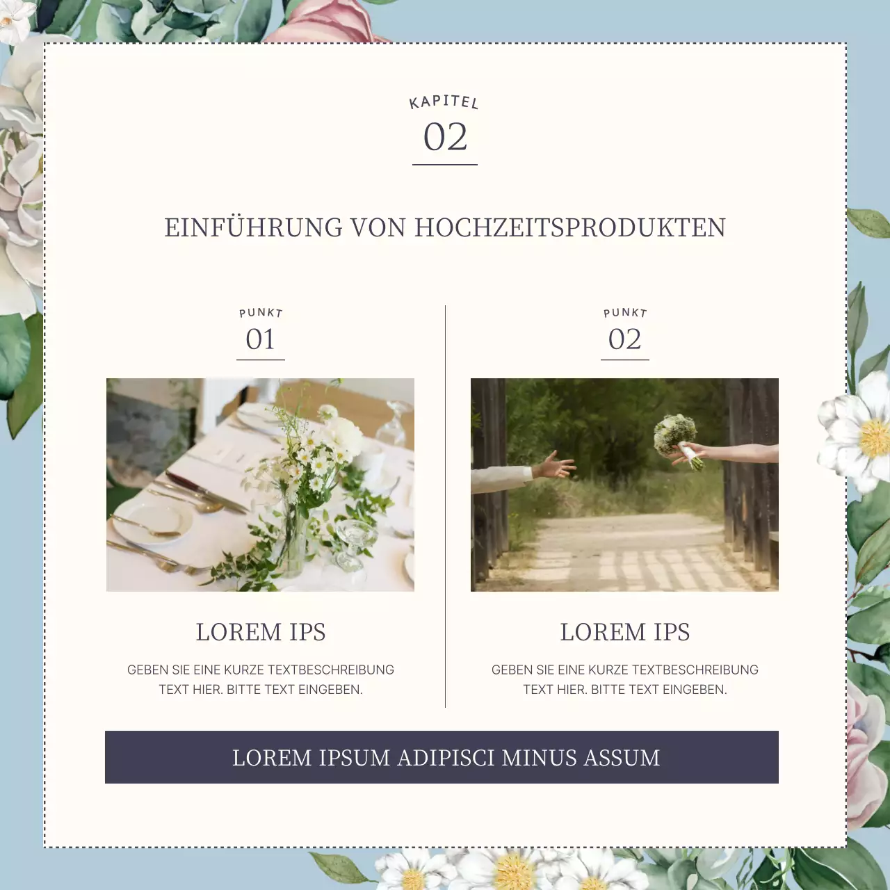 Hellblaues, luxuriöses florales Hochzeits-Branding