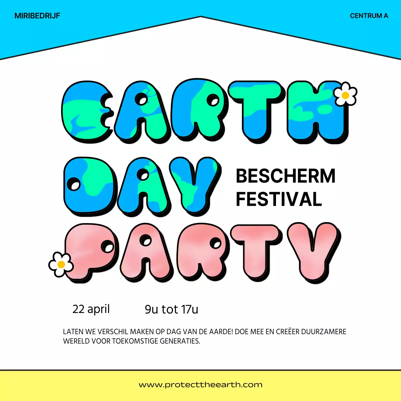Promoot Earth Day-evenementen in geel en blauw met deze schattige Earth Day Earth Day-display
