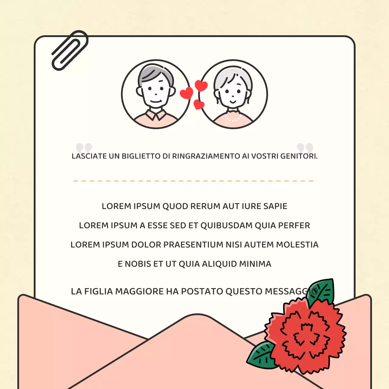 Biglietti di ringraziamento per il mese della famiglia in rosso e giallo