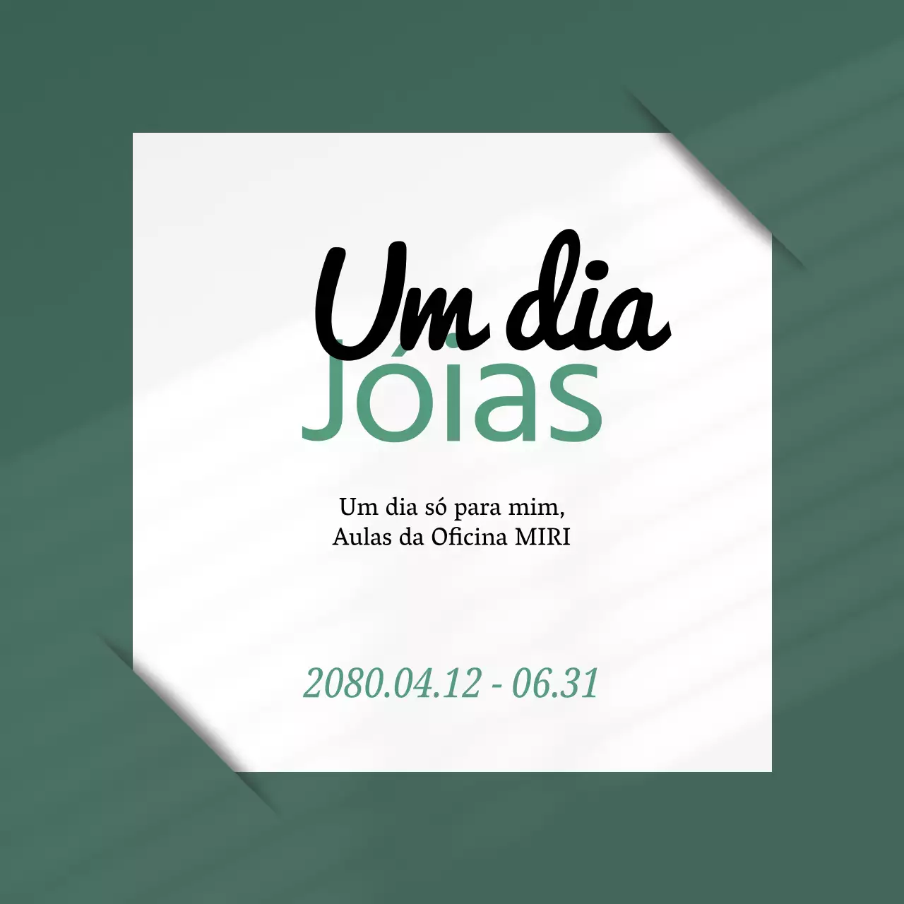 Um simples anúncio de aula de um dia em verde e branco