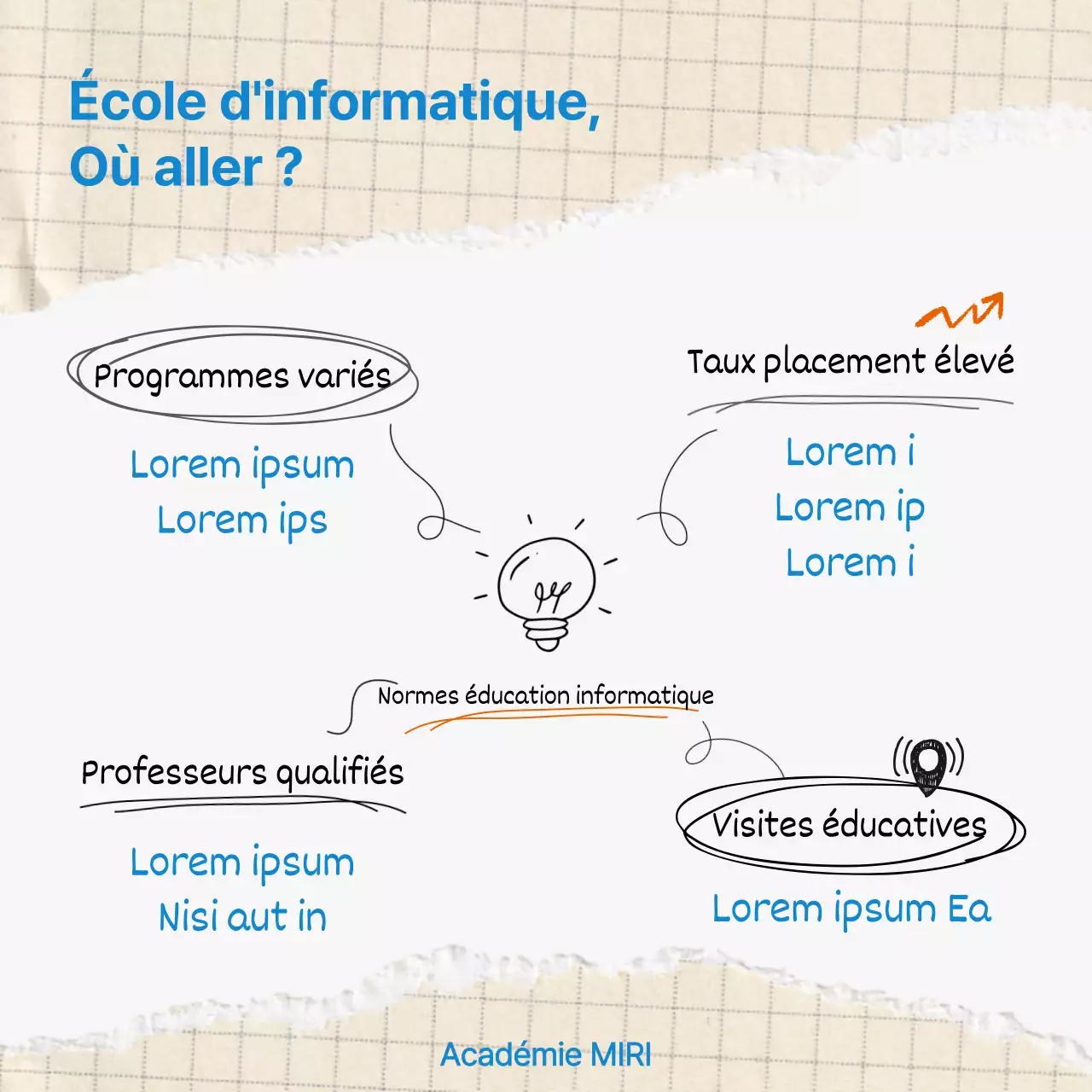 Promouvoir une école informatique minimaliste en beige et bleu