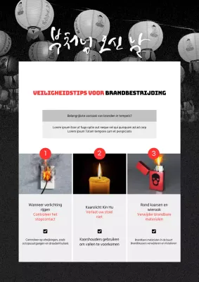 Eenvoudige tips voor brandveiligheid in zwart en rood