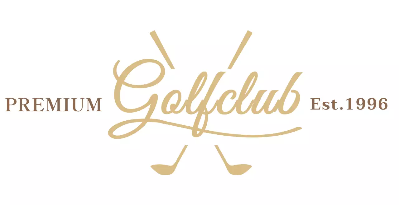 골드와 브라운 컬러의 필기체가 있는 고급스러운 느낌의 골프 클럽