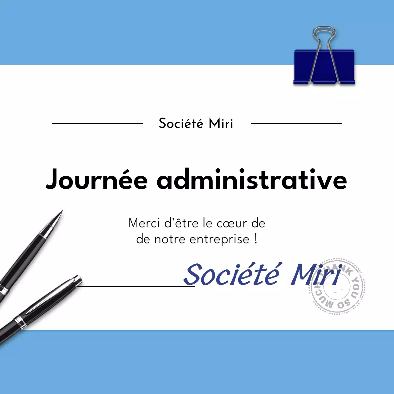 Annonce d'un événement moderne bleu et blanc pour la Journée des professionnels de l'administration