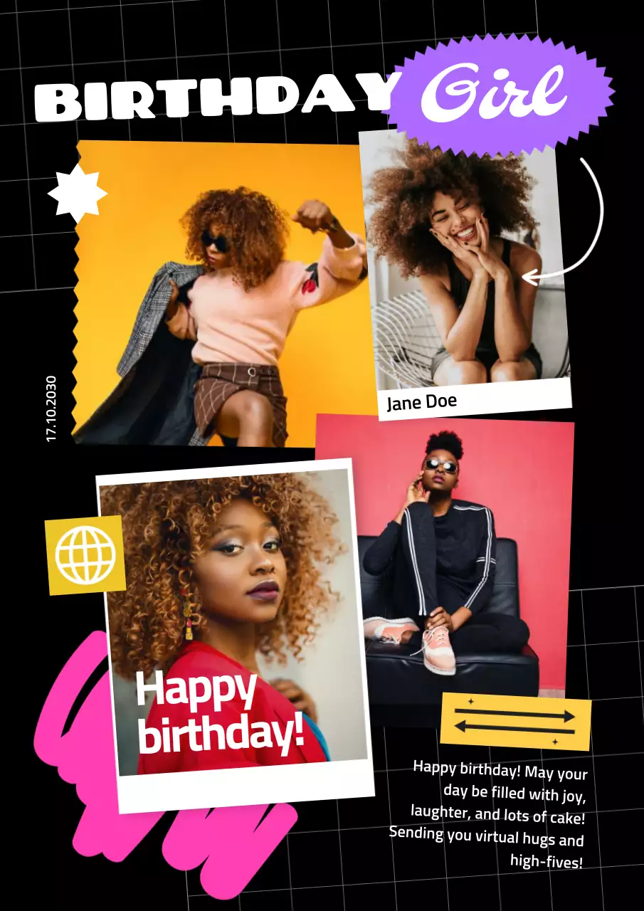 Black Trendy Birthday Card Poster