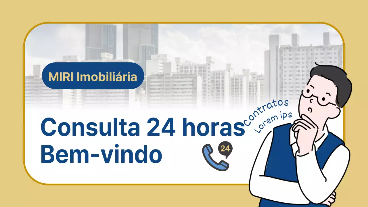 Promover conselhos imobiliários simples em bege e azul-marinho
