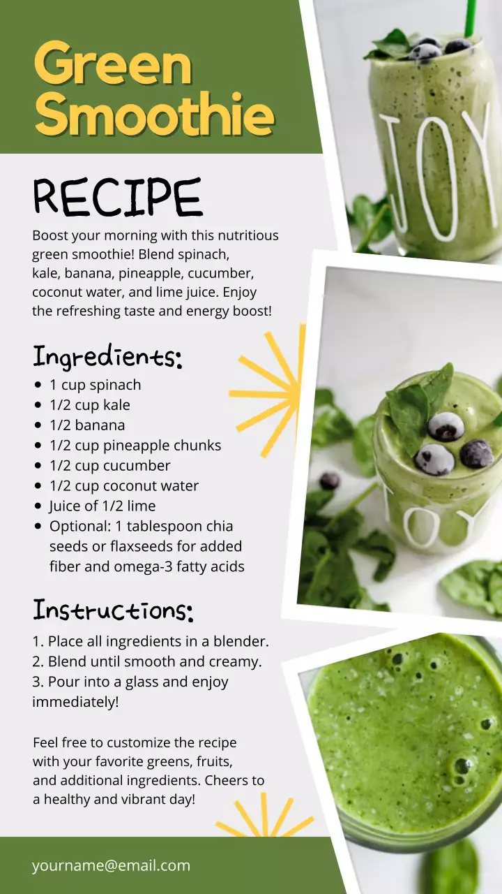 그린 심플 스무디 레시피 인스타그램 포스트